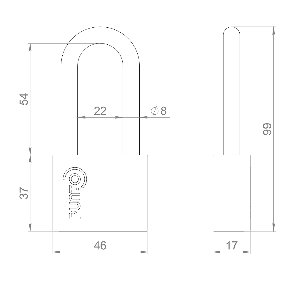 Замок навесной PK-1550L 3 key диск.ключ длиная дужка