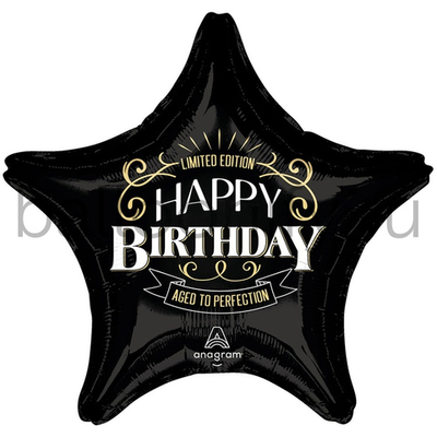 Фольгированная фигура, звезда с рисунком, HB Звезда черная, 28"/71CM W 28"/71CM H