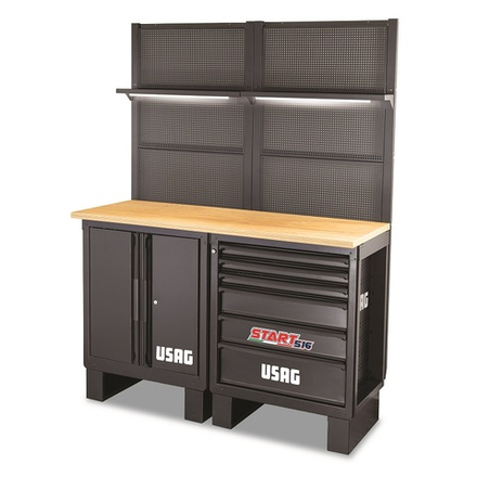 516 SA/C1 Верстак 2-х тумбовый 1450 мм, c перфорированными панелями и освещением, USAG (Италия)