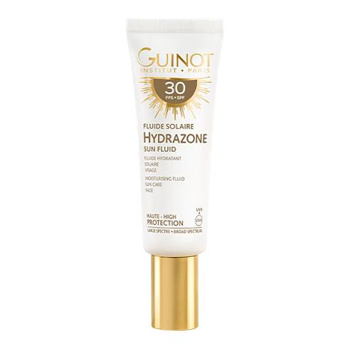 Fluide Solaire Hydrazone SPF30 Увлажняющее солнцезащитное средство для лица с текстурой флюида и изысканным ароматом, которое предназначено для ухода за кожей любого типа и возраста для эффективной защиты кожи от повреждающего действия ультрафиолетовых лучей UVA и UVB, инфракрасного излучения и синего света.
