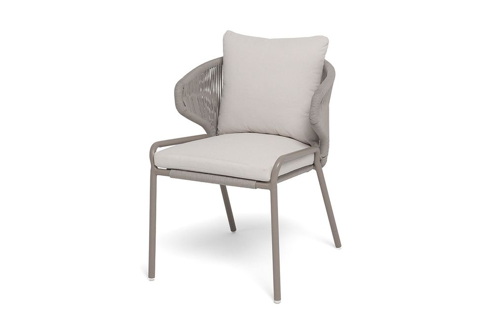 "Альмерия" стул плетеный из роупа, каркас из алюминия, цвет бежевый