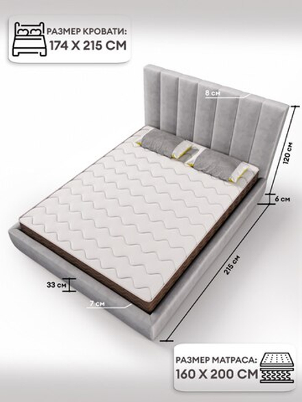 Аврора (Rossa) Кровать двуспальная с основанием 1400мм/1600мм/1800мм