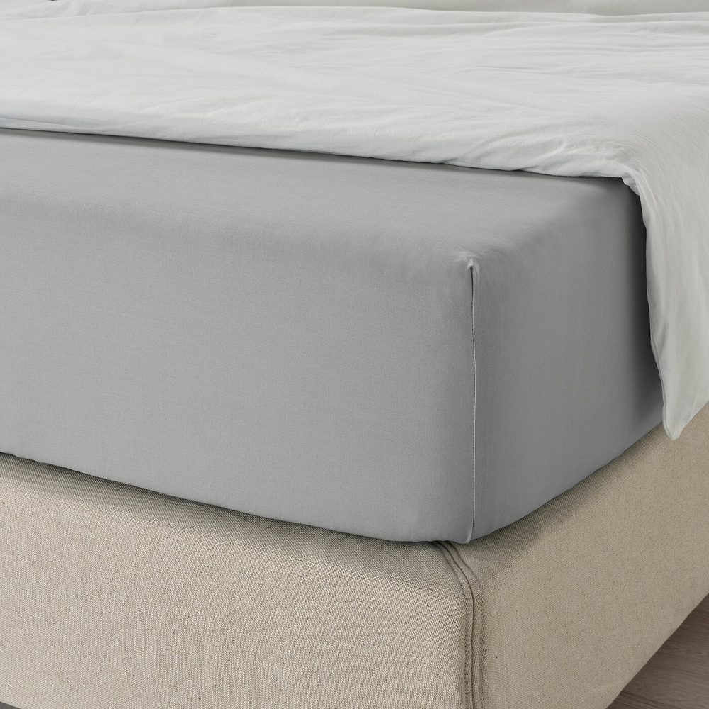 IKEA DVALA  (ИКЕА ДВАЛА)  -  Простыня на резинке, светло-серая, 120x200 см
