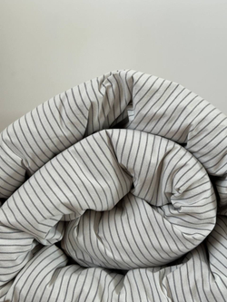 КПБ Евро с простыней на рез. 180х200 ВАРЕНЫЙ ХЛОПОК "Серая полоса"