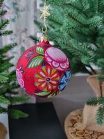 Шар стеклянный "Городецкая роспись" цветы, ручная работа