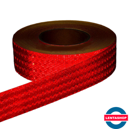 Красная светоотражающая лента 50 мм х 25 метров