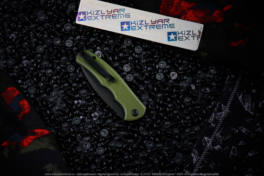 Нож Civivi Mini Praxis C18026C-1 сталь D2 Black Stonewashed рукоять OD Green G10