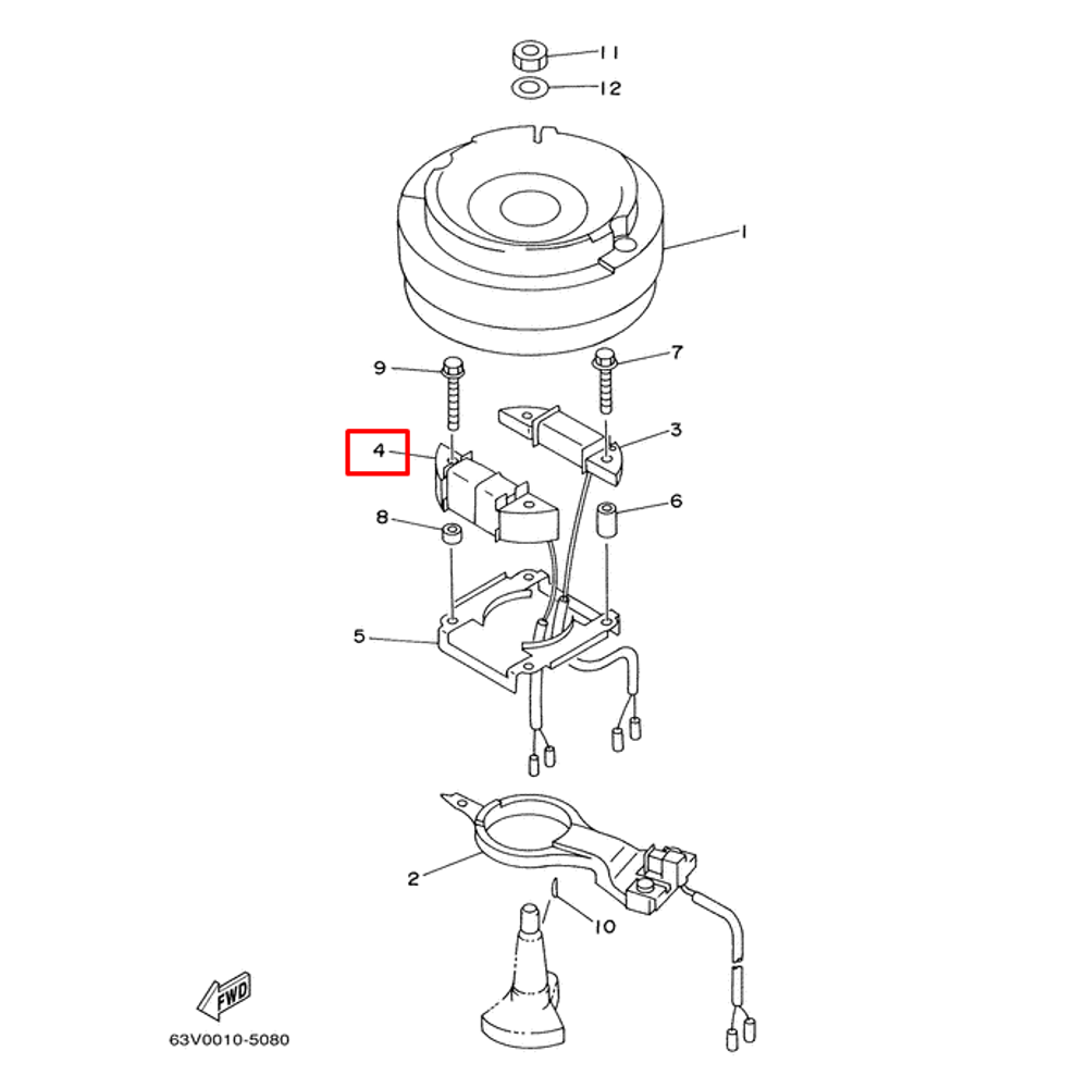 Катушка генераторная подмаховиковая Yamaha 9.9-15 (PREMARINE2)