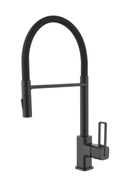 12127-C Смеситель для кухни с гиб. МАГНИТ. изливом (ЧЕР.+ЧЕР.) GANZER (10/1шт)