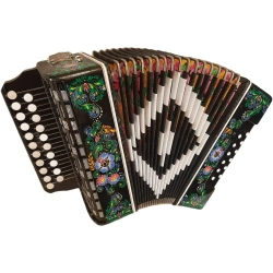 ГАРМОНЬ "ЧАЙКА" (S48/1ХL, 21х12), ЦВЕТ ЧЁРНЫЙ, РОСПИСЬ "ПАЛЕХ"