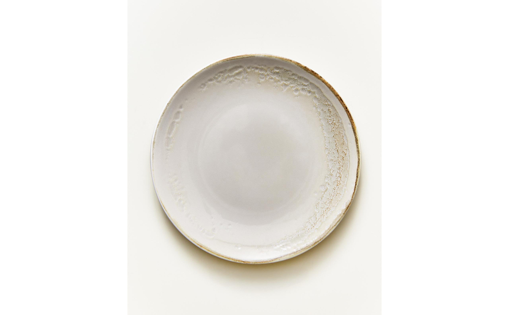 Zara Home тарелка десертная из каменной керамики, цвет бежевый, 21 см