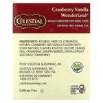 Celestial Seasonings, Holiday Herbal Tea, Cranberry Vanilla Wonderland®, без кофеина, 18 чайных пакетиков, 38 г (1,3 унции)