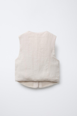 ZARA ЖИЛЕТ Из 100% ЛЬНА, ПЕСОЧНЫЙ