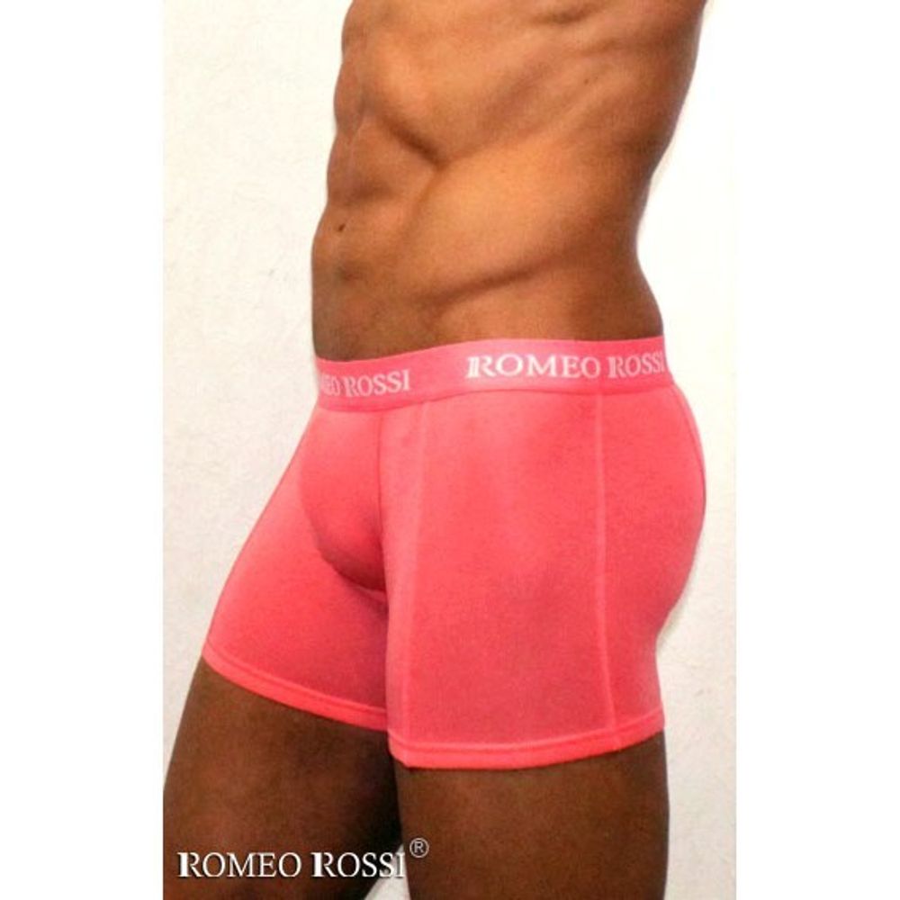 Мужские трусы боксеры удлиненные c резинкой Romeo Rossi коралловые RR7001-12