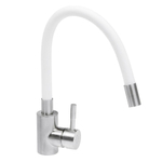 Смеситель для кухни, РМС, гибк излив, с картриджем, бел, SUS124W-016F