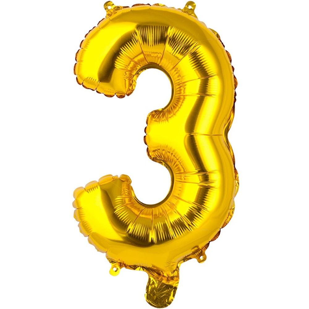 Шар фольгированный Цифра 3 35 см (Золотой)