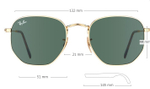 Ray Ban HEXAGONAL METAL RB 3548N 002 / 51 mm