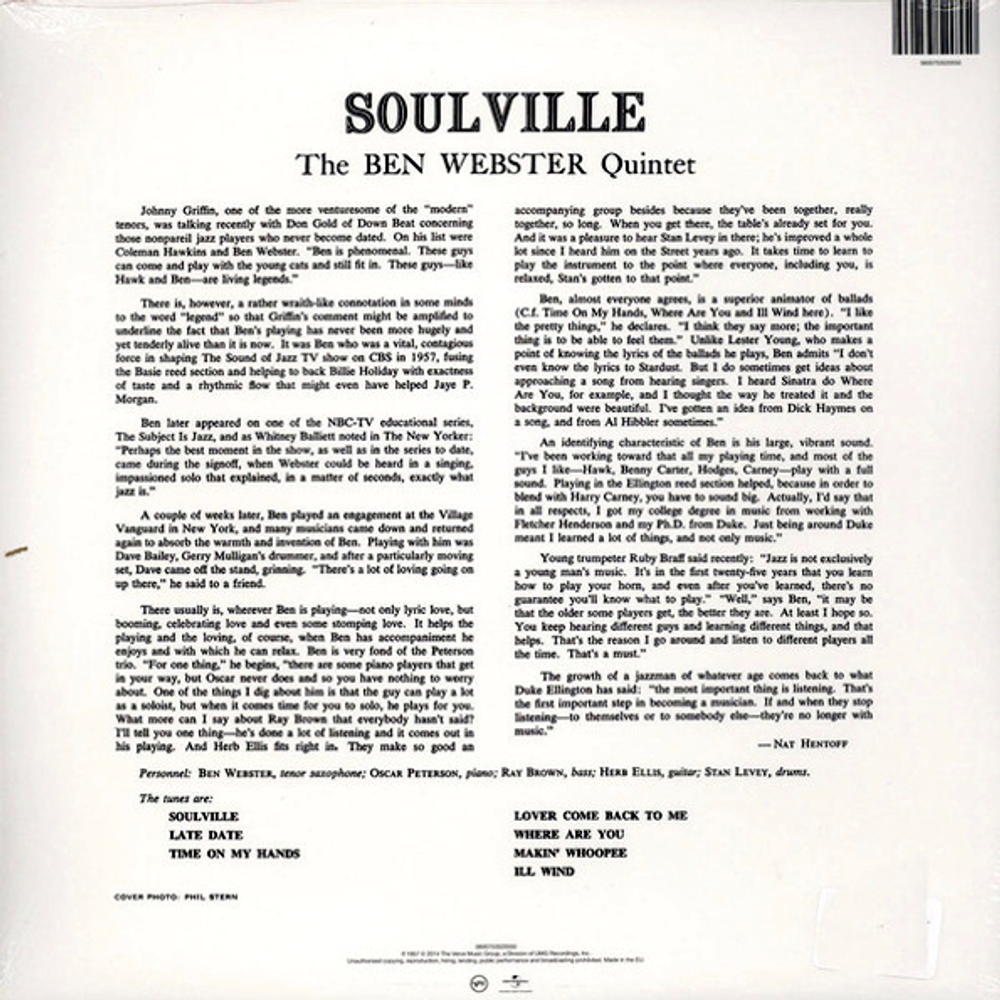 The Ben Webster Quintet / Soulville (LP)