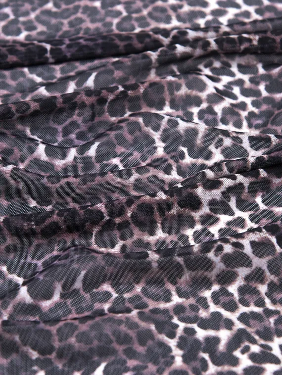 Мягкая сетка эластичная тату, леопард IREY, белый/коричневый/черный