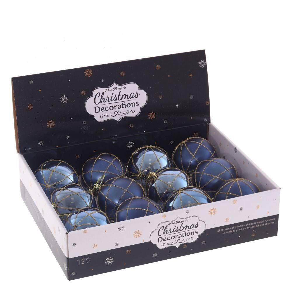 GAEM Набор из 12шт Украшение новогоднее "Шар", D 8 см, L35 W27 H8,5 см