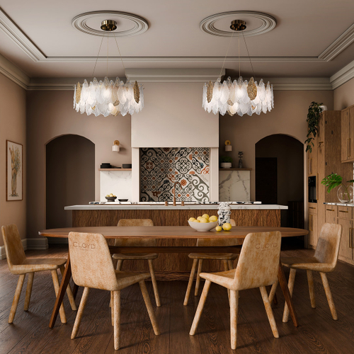 Люстра Cloyd SENEGAL-B C6 / Ø50 см - с золотыми листьями - золото (арт.11170)