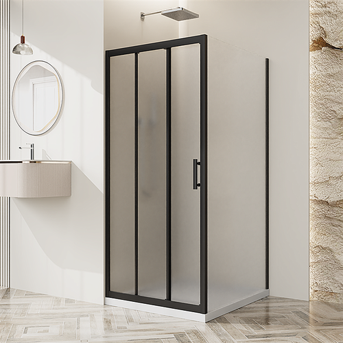 Душевой уголок BelBagno UNO-195-AHF-31 120x90 стекло рифленое/профиль черный матовый