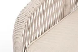 "Канны" диван 2-местный плетеный из роупа, основание дуб, роуп бежевый круглый, ткань бежевая 15052