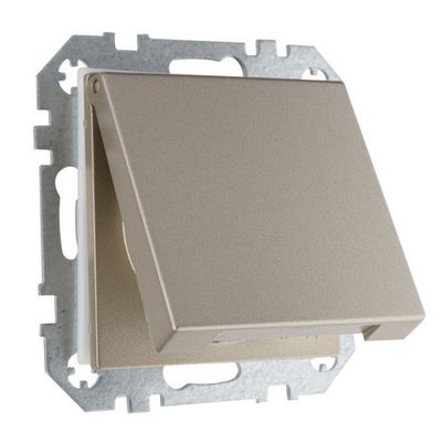 Розетка с заземлением с крышкой, 16А 250В IP44 LIREGUS EPSILON IKL16-208-01.E/Ch шампань