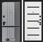 Входная дверь Лабиринт SKYLAB - 01 Белое дерево стекло черное