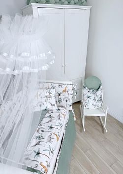 Комплект постельного белья Lepre New Safari 6 предметов 125х65 см белый/мятный