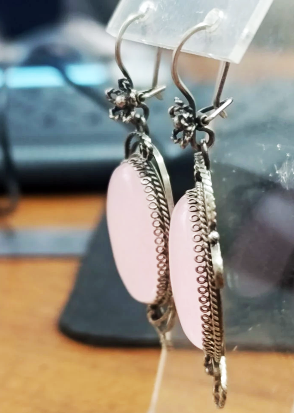 Серьги "Софья" розовый кварц