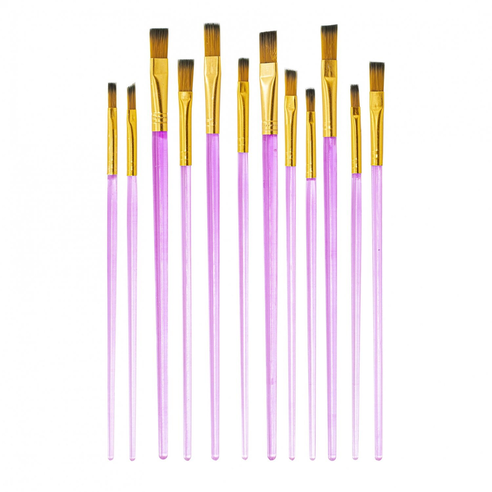 Набор кистей Alingar, 12 шт, нейлон, плоские №4 *2шт., №5 *2шт., №6 *2шт., №7 *2шт., №8 *2шт., №10 *2шт., блистер, европодвес