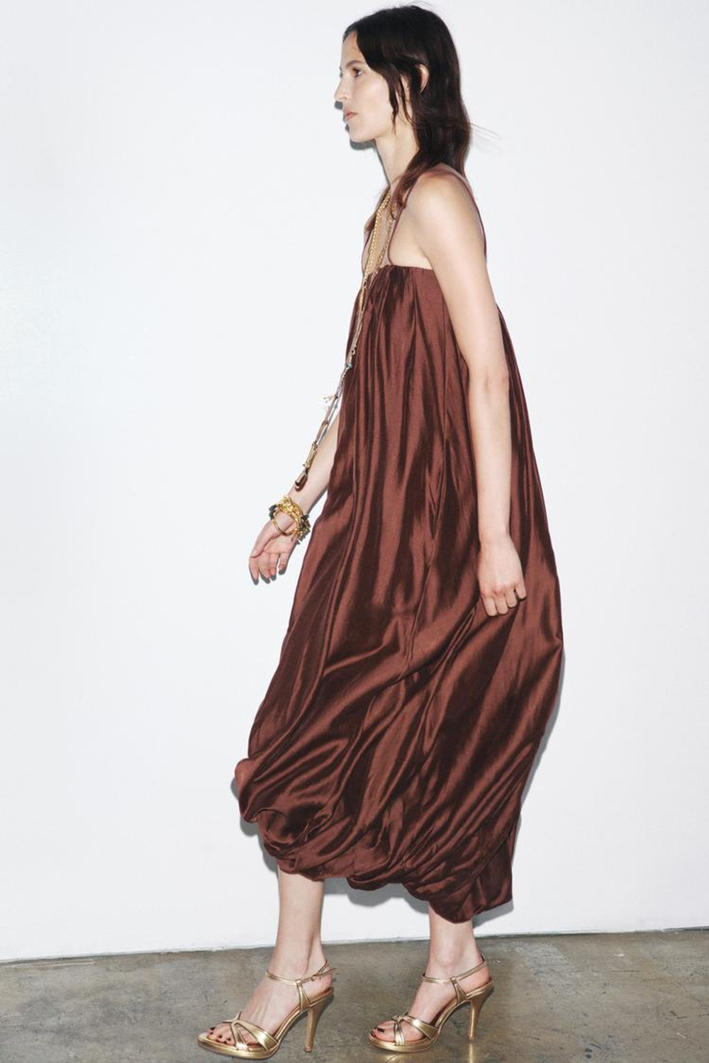 ZARA ПЛАТЬЕ-ТРАНСФОРМЕР С ЮБКОЙ-БАЛЛОНОМ — ZW COLLECTION, ТЕРРАКОТОВЫЙ