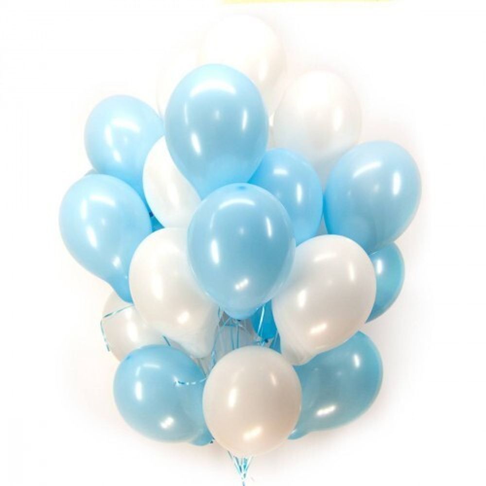 Гелиевые шарики, 30 штук 12&#39;&#39; (30 см), белые и голубые, пастель