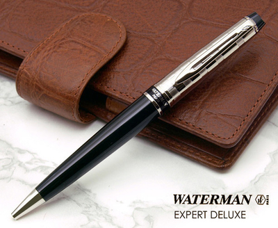 Шариковая ручка Waterman Expert 3 DeLuxe, цвет: Black CT, стержень: Mblu