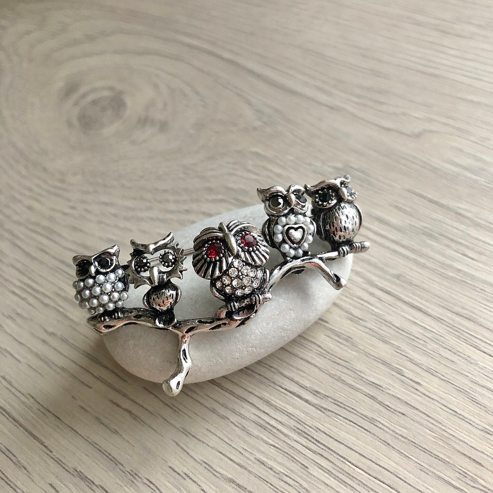 брошь семейство сов 0653