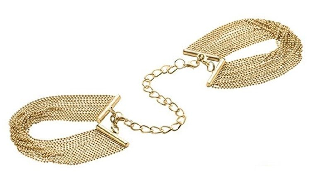 Золотистые браслеты-наручники с цепочкой MAGNIFIQUE (Цвет: золотистый)