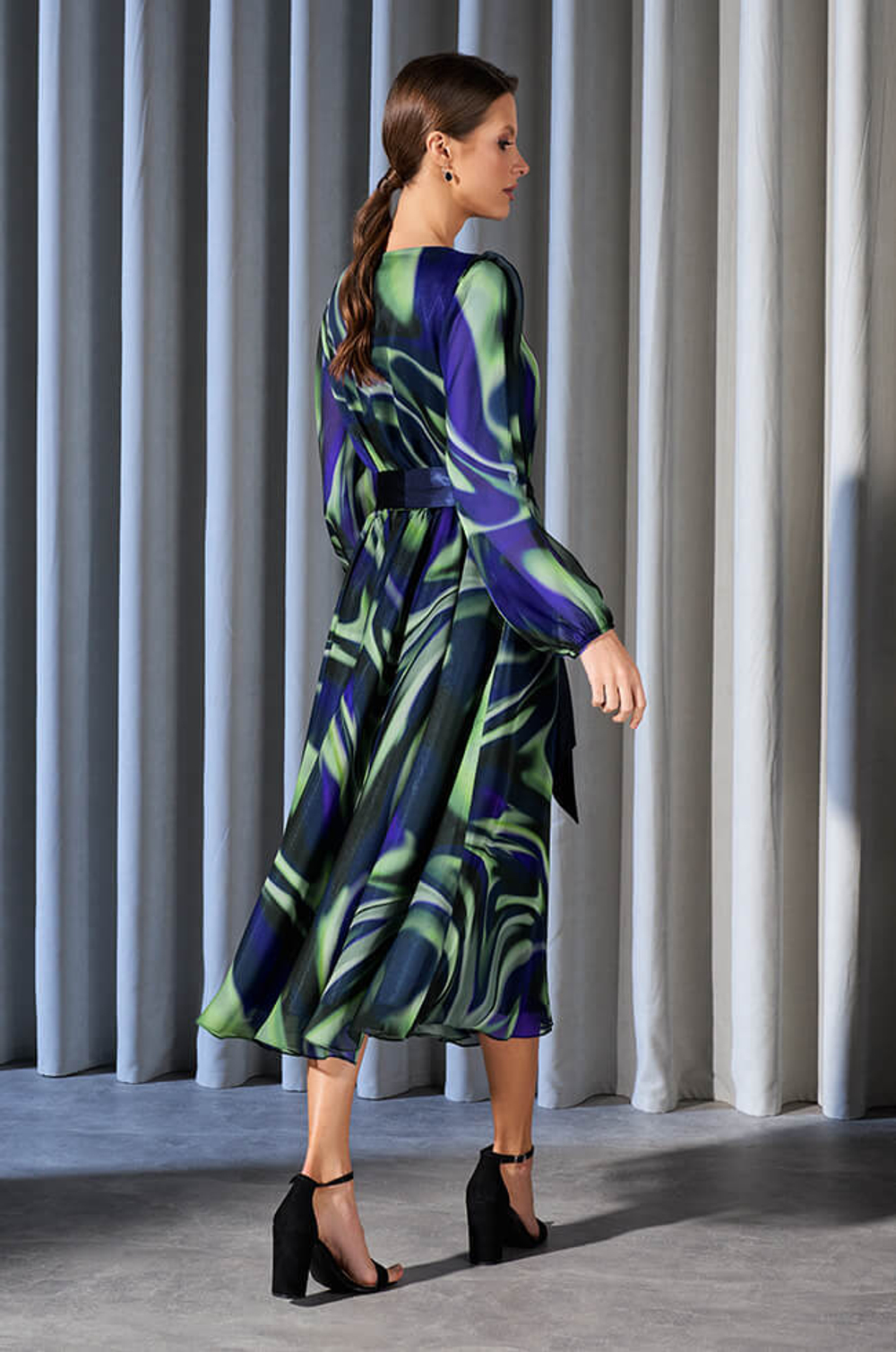 51504 Платье женское (сине-зеленый принт)