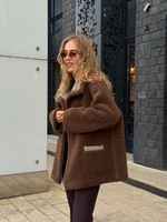 Двойная дубленка Magic бежево-шоколадный