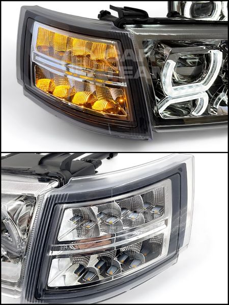 Фары ВАЗ 2110, 2112, 2111 передние тюнинг в стиле BMW 4 led модуля, хром маска, хром поворотники