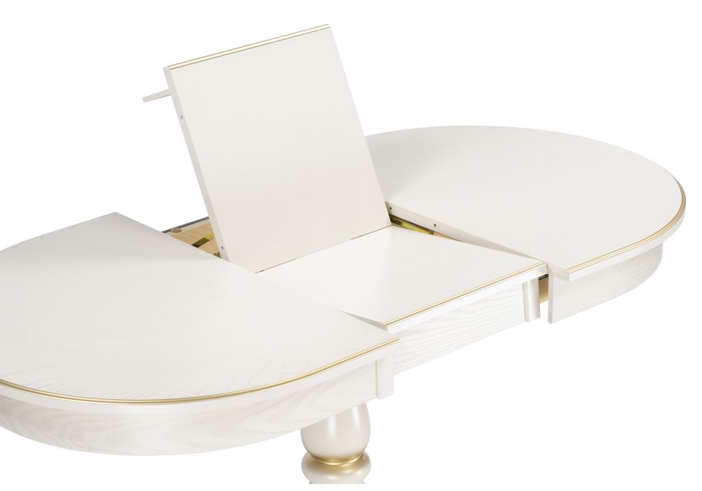 Деревянный стол Сайрус 120(160)х84х76 слоновая кость / золото