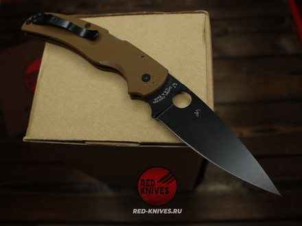Нож Spyderco Native Chief - корич. рукоять, черный клинок RK-492