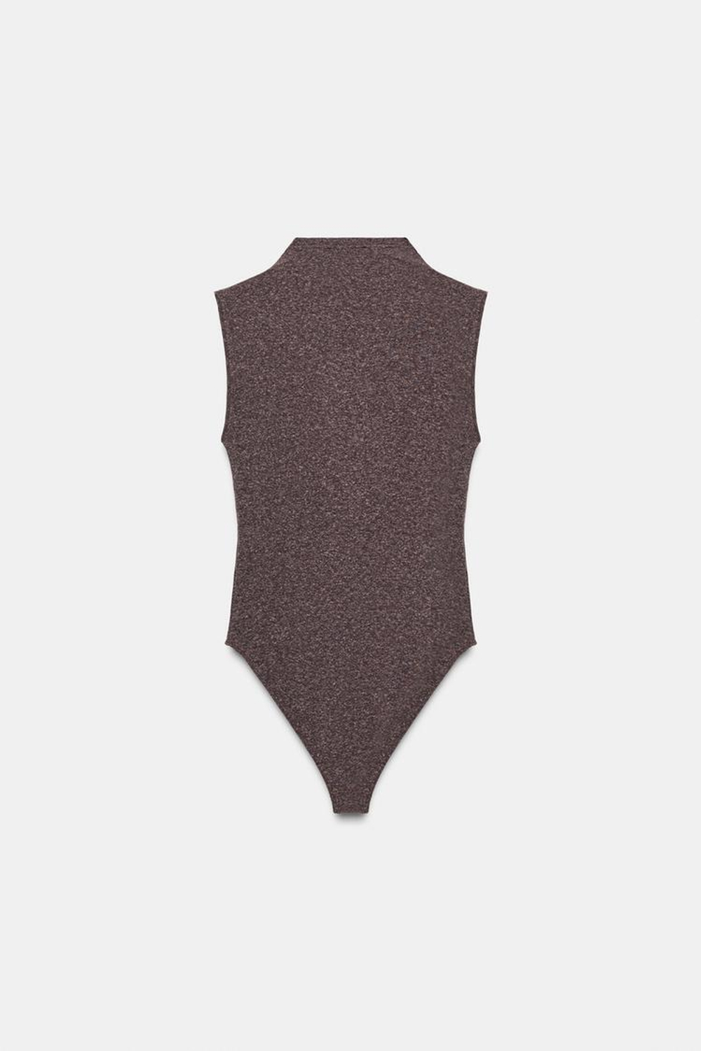 ZARA МЯГКОЕ БОДИ С ВОРОТНИКОМ-СТОЙКОЙ, КОРИЧНЕВЫЙ МЕЛАНЖ