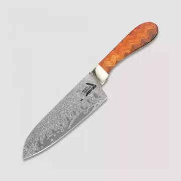 Кухонный нож Santa Fe SF/DKD40 с клинком из стали Damascus, рукоять дерево