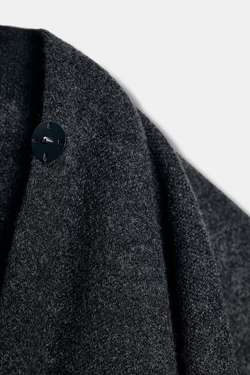 ZARA ТРИКОТАЖНАЯ НАКИДКА С ШАРФОМ, СЕРЫЙ