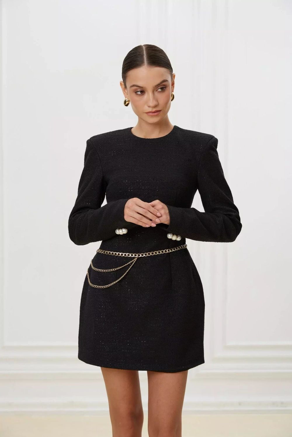 Платье с плечиками,Черный