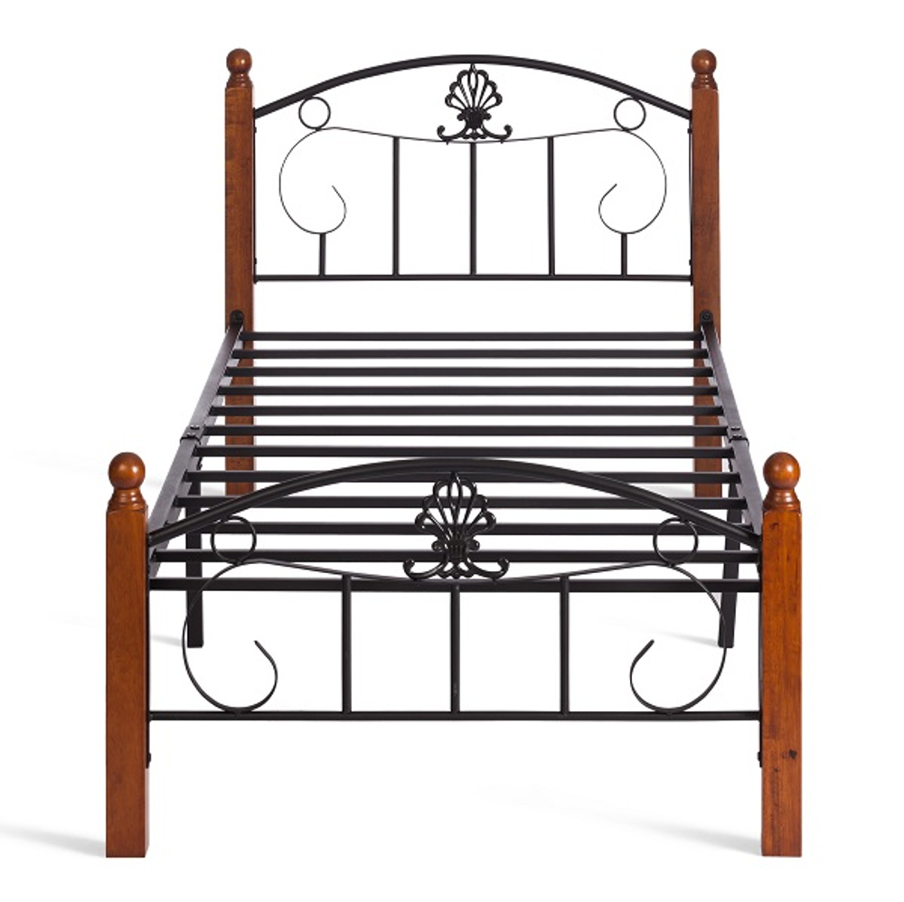 Кровать РУМБА (AT-203)/ RUMBA дерево гевея/металл, 90*200 см (Queen bed), красный дуб/черный