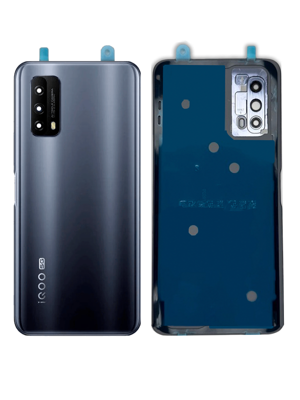 Задняя крышка для  Iqoo Z1X черная (Black) со стеклом камеры