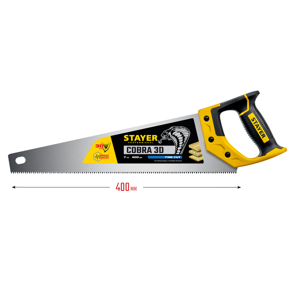 STAYER Cobra 3D, 400 мм, универсальная ножовка, Professional (1512-40)