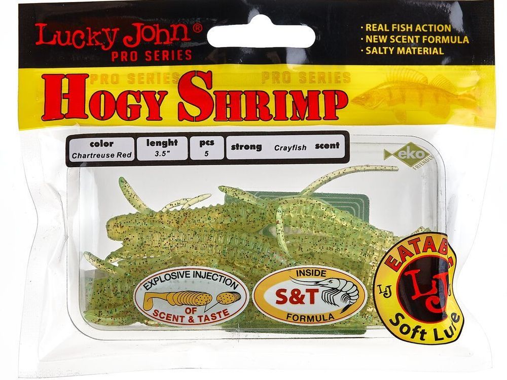 Мягкая приманка Lucky John Series HOGY SHRIMP 3.5in (89 мм), цвет S15, 5 шт/уп